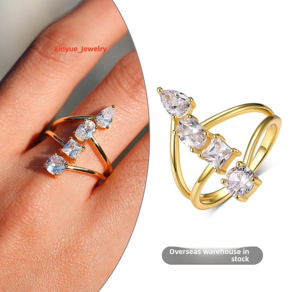 For Hot Sale S925 Silver Multi-Shaped Moissanite Ring Elegant Fashion Design