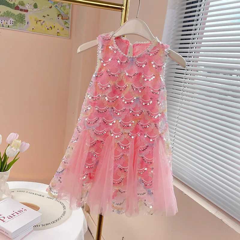 Kids Girl Princess Little Mermaid Costume Fancy Birthday Party Prom Luxury Sequins Pearl Neck Formal Occasion Dresses Carnival X250528