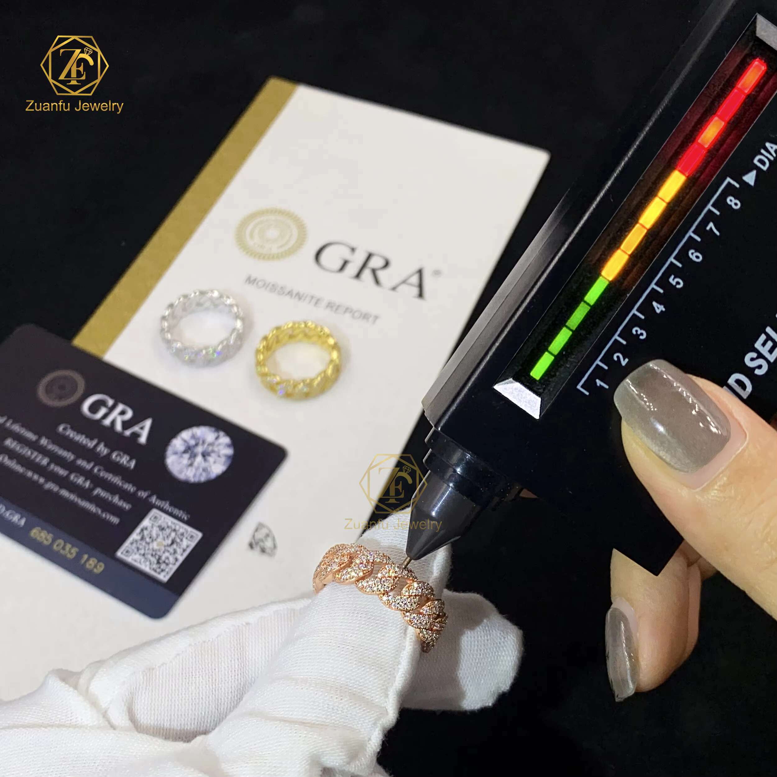 Hot Sale Ready to Ship Iced Out Cuban Ring Moissanite 925 7mm Moissanite Diamond Ring for Men