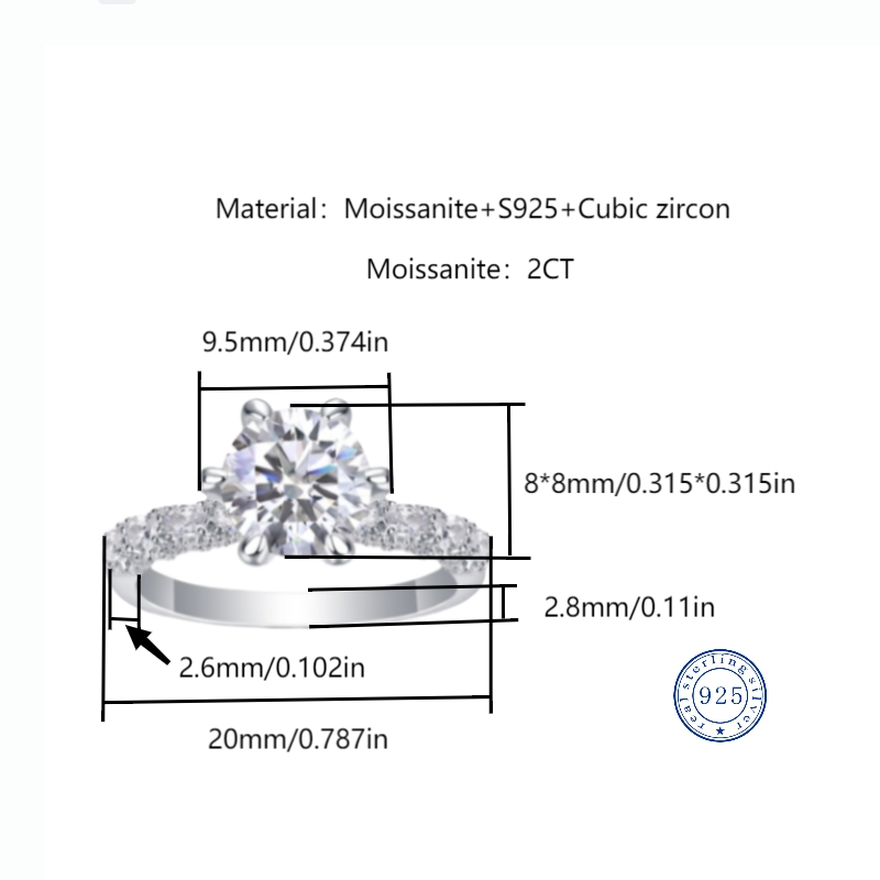 D color VVS1 1/2/3CT moissanite love ring S925 sterling silver Classic highly popular auspicious for marriage proposal Versatile design Gift for girlf