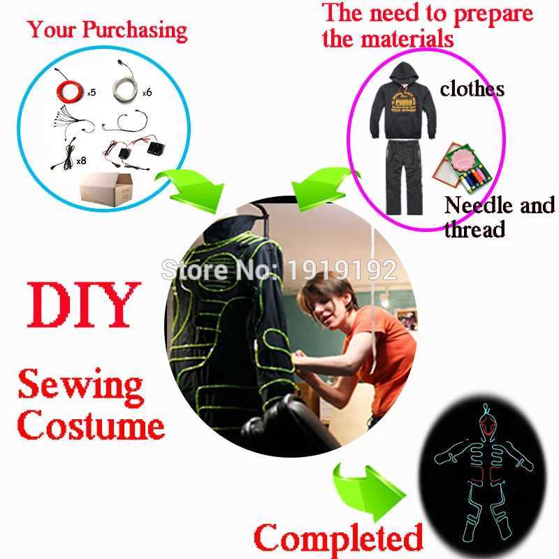 DIY Performance Dance LED Kostm Malzemeleri Neon Ik EL Tel Seti Ikl Kostmler DIY Malzemeleri Dans Yetenei Gsterisi Malzemeleri W250528