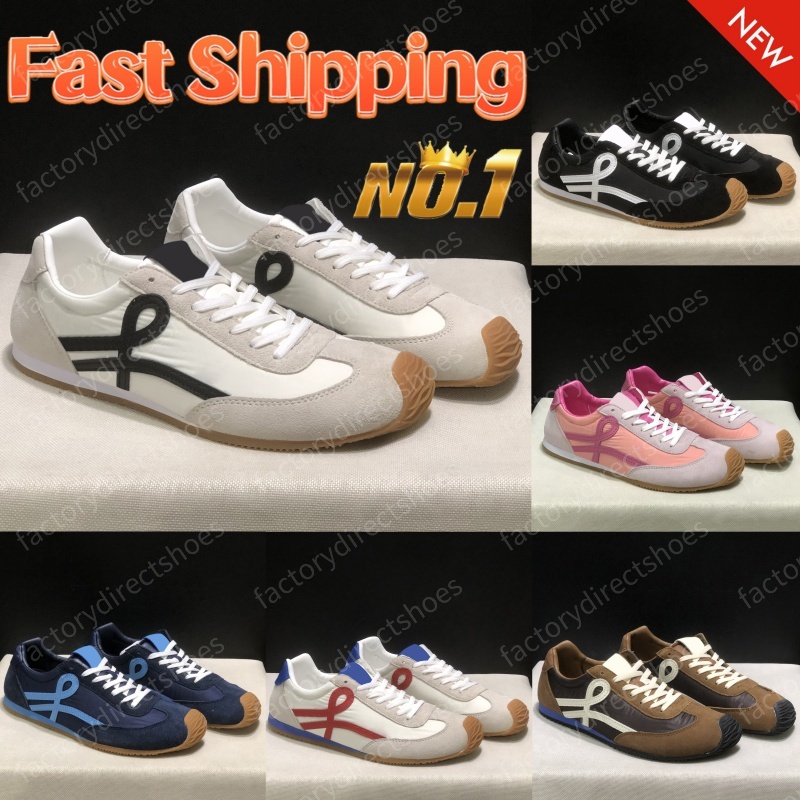 Luxury womens Ballet Runner 2.0 designer shoes mens Nylon Suede Sneakers black white red Chocolate Cream Baby Pink casual sneakers Ballet Flats trainers running shoe
