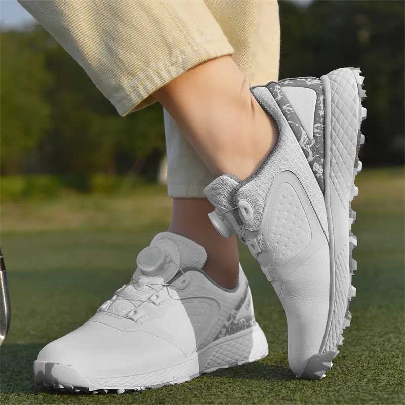 White Golf Shoes Men Women Waterproof Golf Sneakers Non-slip Spikeless Golf Trainers Leather Outdoor Sports Leather Golf Shoes M250528