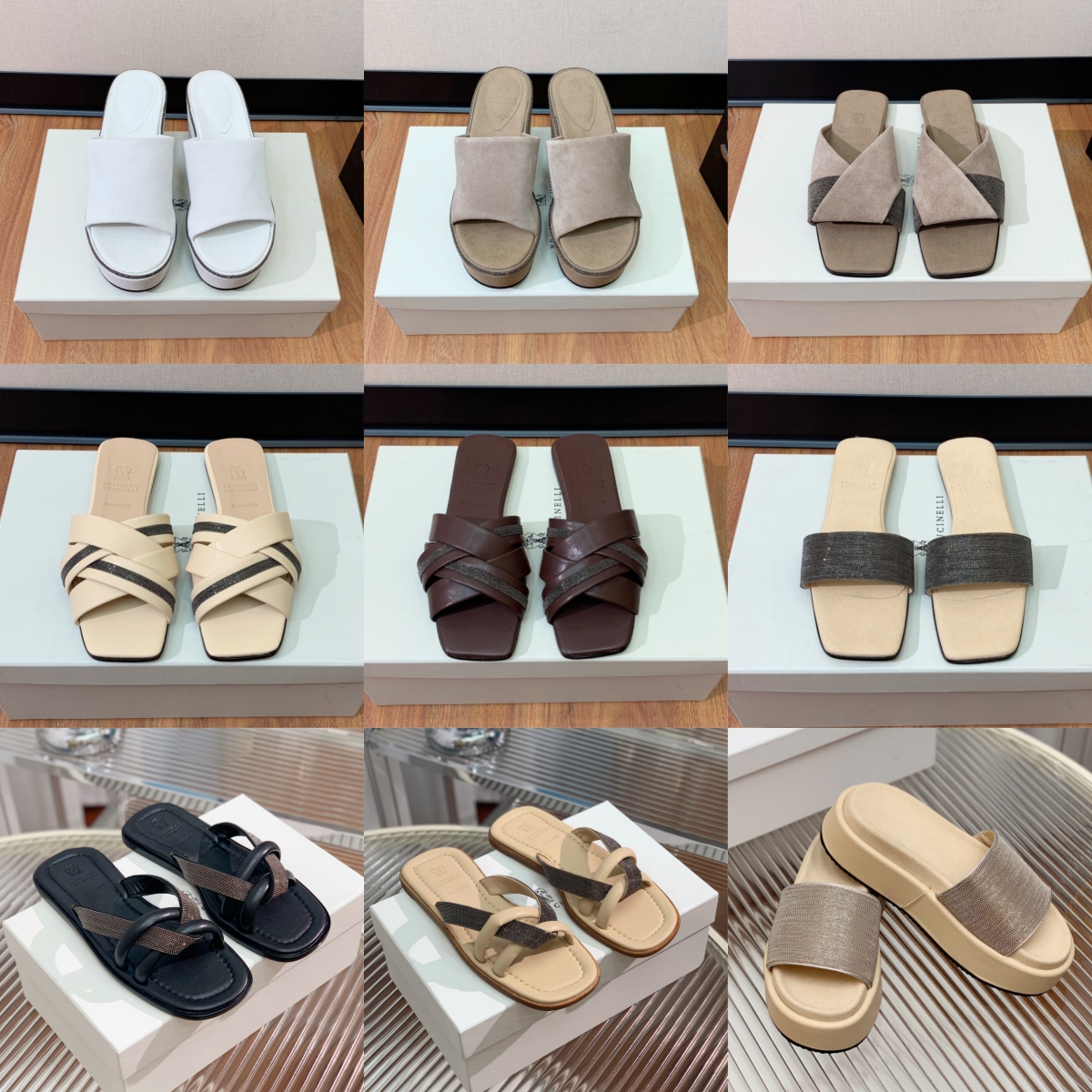 Womens tazz Slipper Brunello cuccinelli sandal Platform Shoe Designer Sandale Summer Flip Flops Suede Leather crystal Loafers Luxury Strap Mule Beach slide DHgate