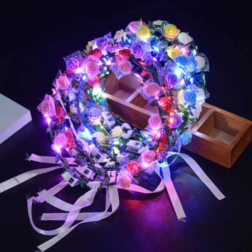 25pcs LED Glow Cat Bunny Ear Horn Hairbands Light Up Flash Headband Women Girl LED Neon Birthday Wedding Party Supplies W250528