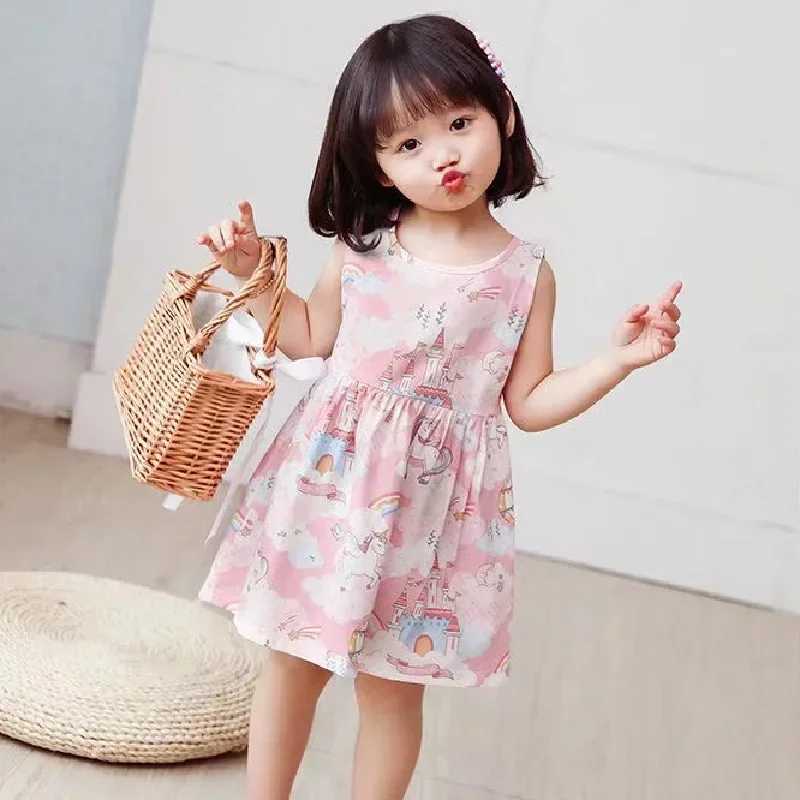 Girl Dresses Cotton Children Clothing Summer Kids Clothes Dresses For Girls Party Princess Fashion Outfit Cartoon Beach Dress X250528