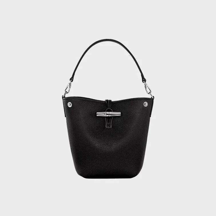2024 New Bamboo Bucket With Lychee Pattern Simple And Versatile Single Shoulder Crossbody Shopping Bag