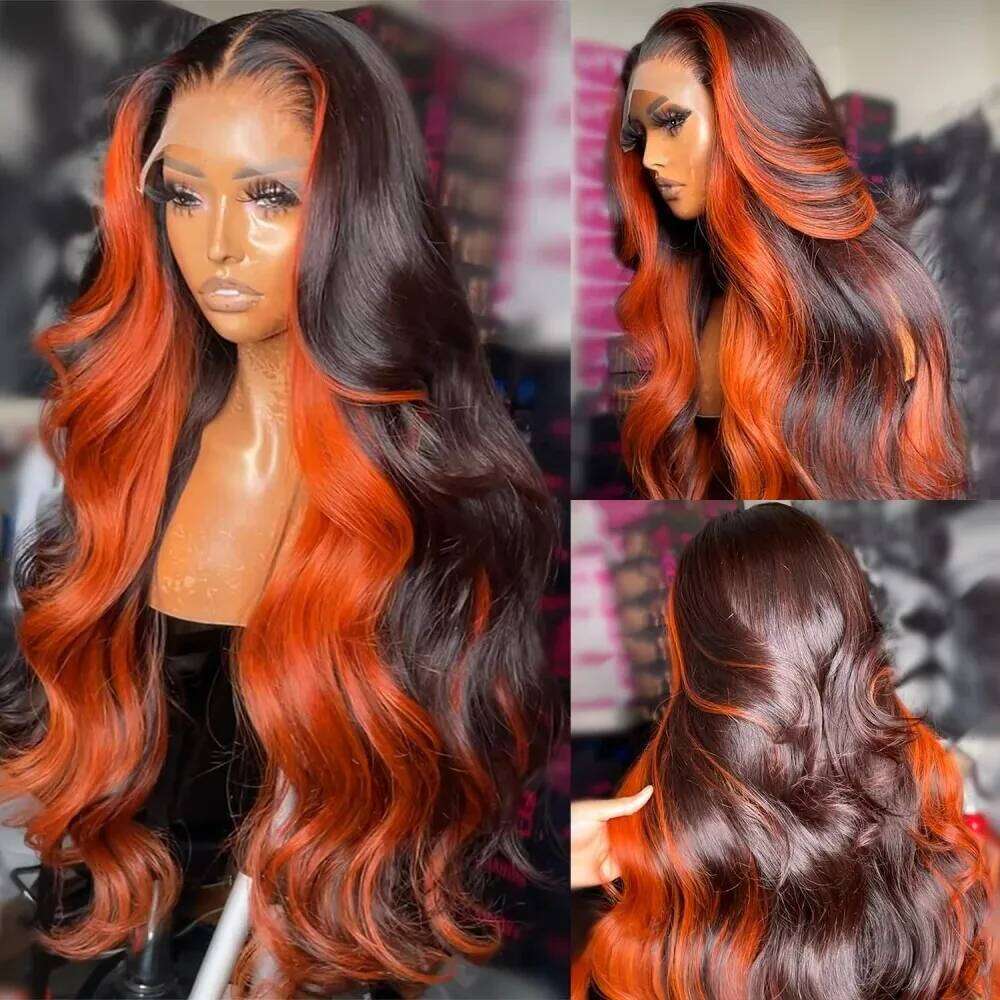 Linktowig 30 Inch Body Wave Wigs Human Hair Ginger Orange 1B/350 Colored 13x6 HD Lace Frontal Wig 250% Brazilian Highlight Remy