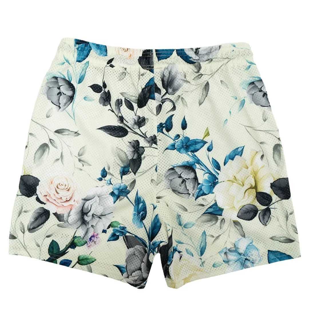 Summer New men short pant Rose Design Casual Shorts Street Hip Hop Fitness Polyester Fast Dry Breathable Embroidery Men Shorts X250528