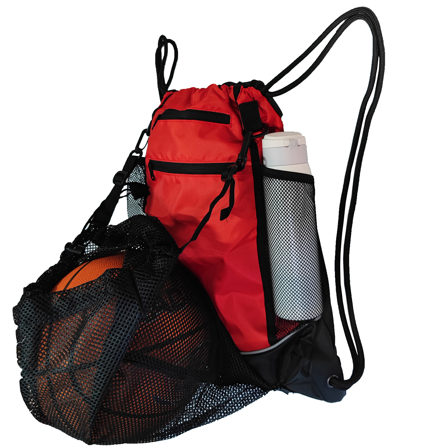 Fashion Drawstring Bag School Gym Swim Beach Backpacks Sports Backpack for Boys Girls String Bag for Basketball Soccer Volleyball with Mesh Net Sackpa
