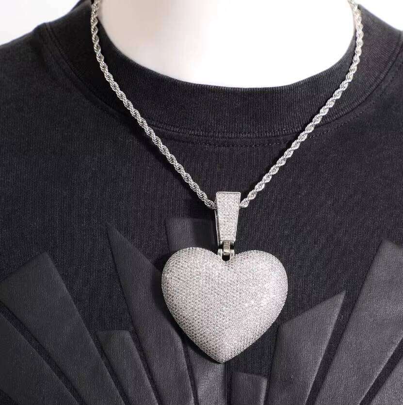 Trending Product heart sliver custom moissanite pendant Hip Hop Bling lced Out Jewelry for made in India