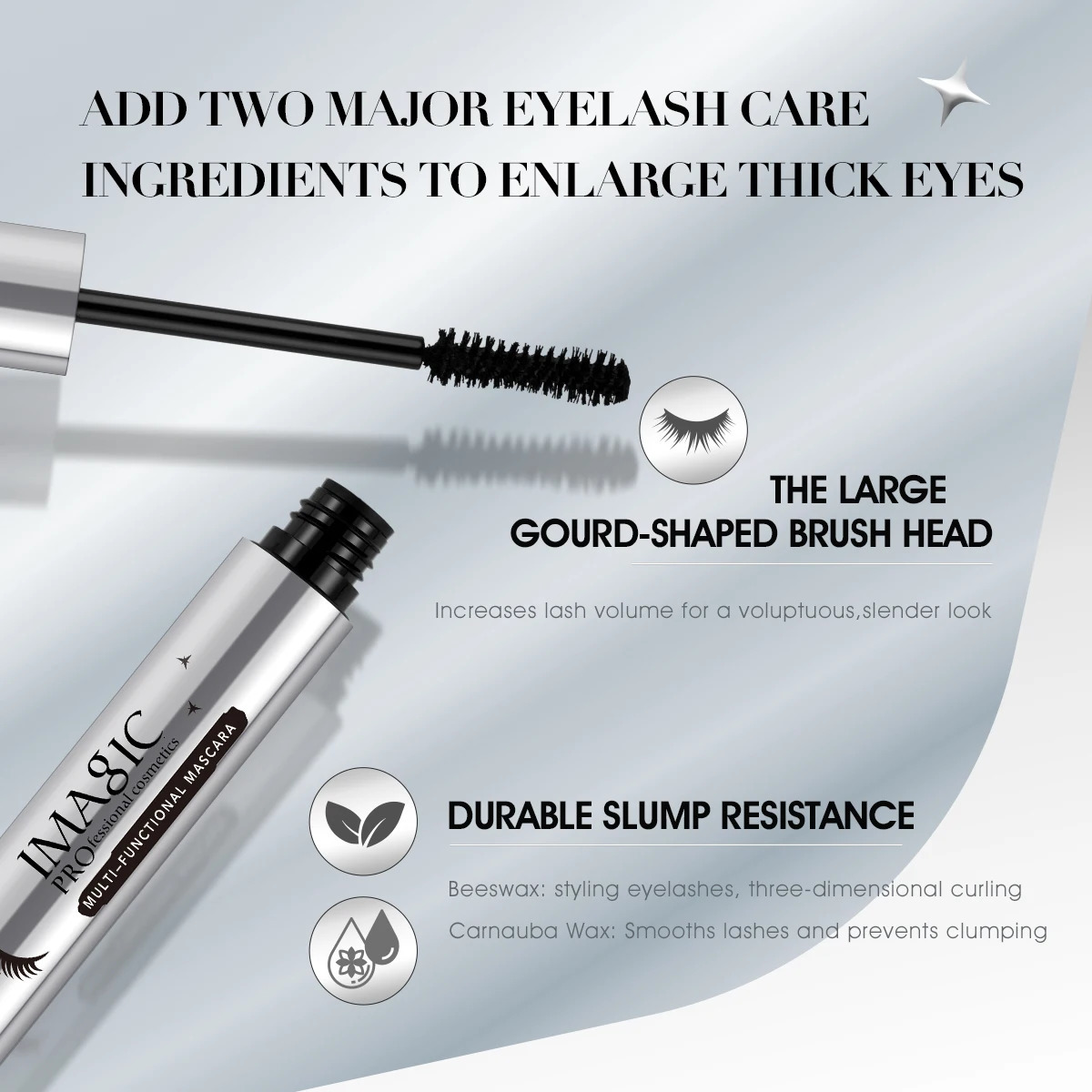 IMAGIC Black Mascara 4D Silk Fiber Waterproof Long Lasting Extension Volume Thick Effet Lengthens Eyelashes Eye Makeup Cosmetics 250523