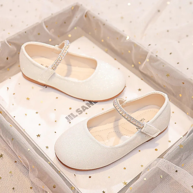 Soft Rhinestones Shine Solid Color Simple Non-slip Girls Mary Janes for Party Wedding Shows Cute leather shoes 250528
