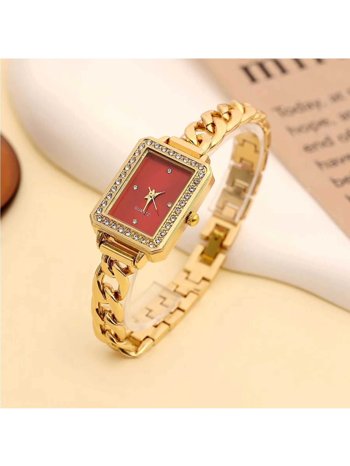 Women Square Drill Point Scale Dial Quartz Steel Strap WatchXJ250527