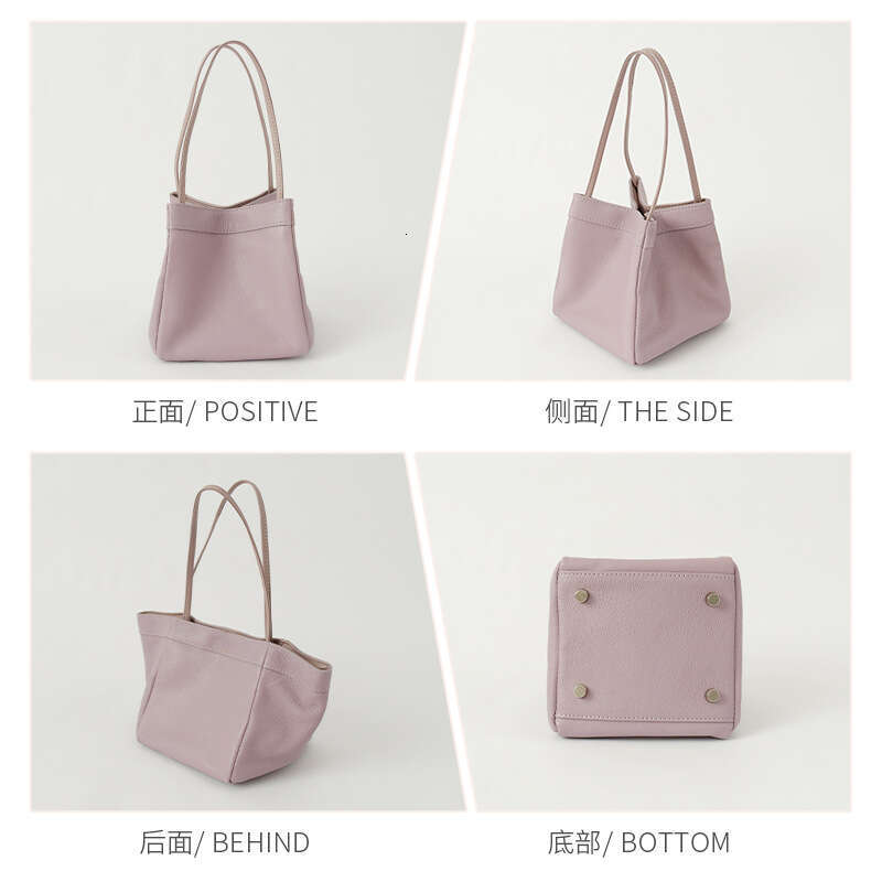 Autumn Winter Niche Design Handheld Basket Large Capacity Commuter Tote Genuine Leather Single Shoulder Wing Women's Bag