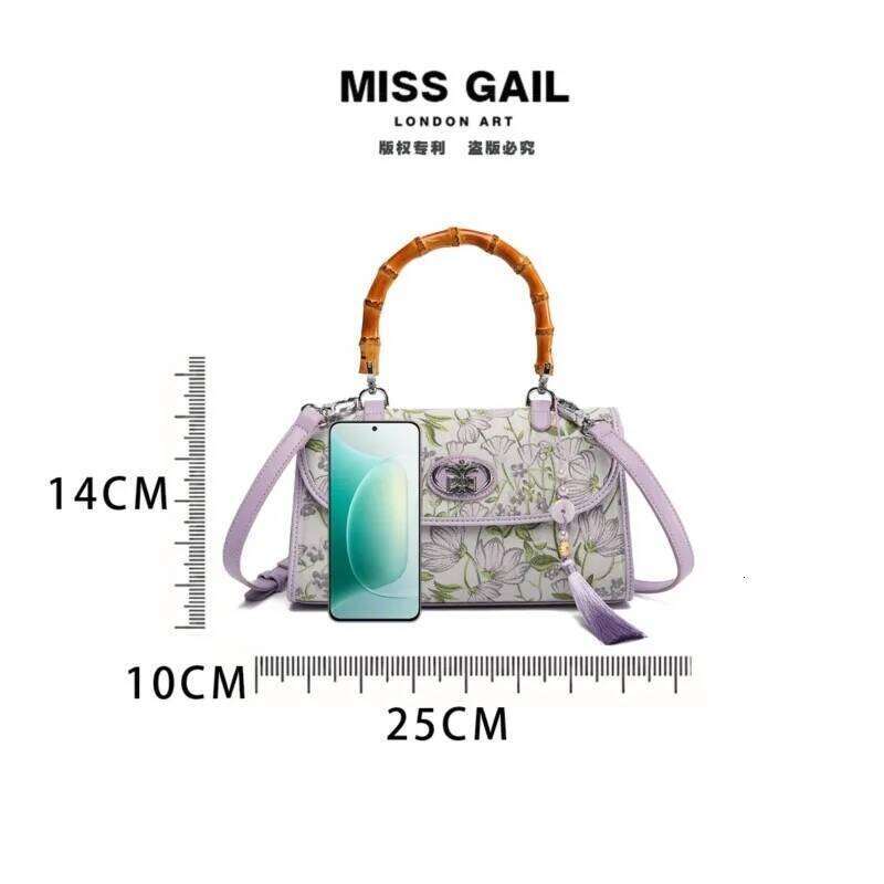 Summer Colorful Embroidered Flowers Bamboo Knot Handbag For Women 2025 Chinese Style Cheongsam Hanfu Single Shoulder Crossbody