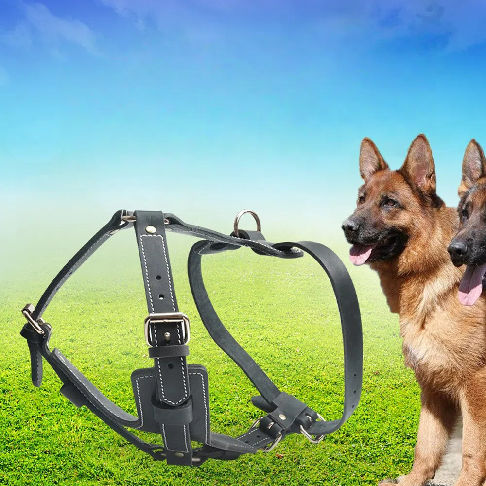Pet Harness Leather Harness Black Cowhide Harness Suitable for German Shepherd Dog Design