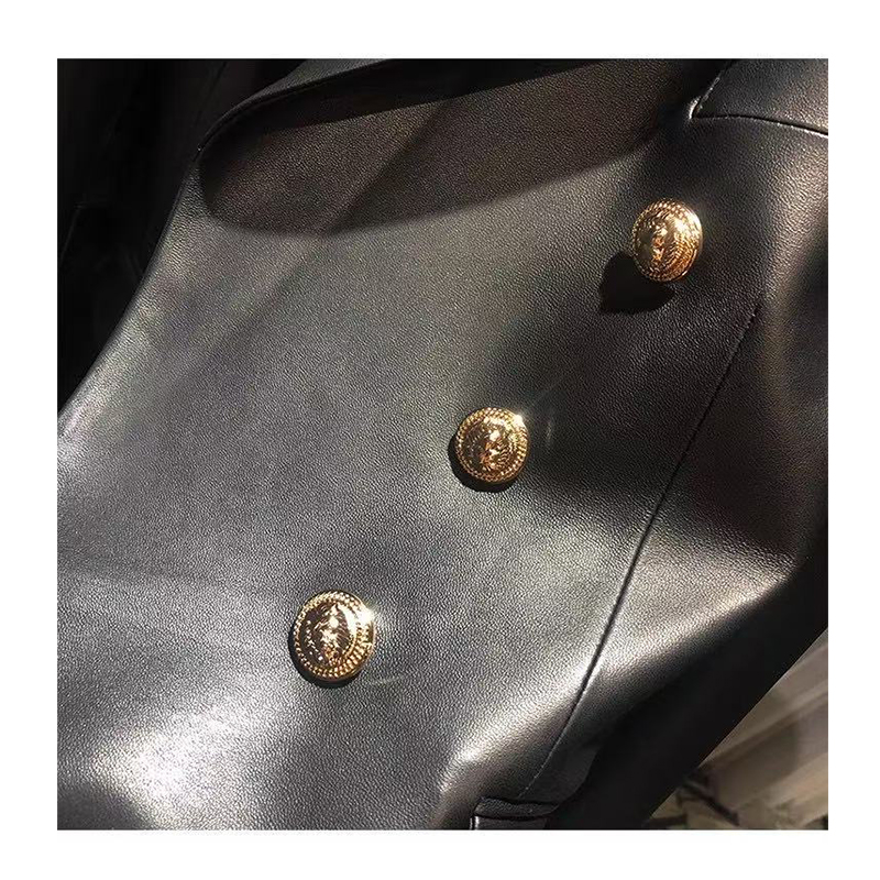 Wassup Happy Black Leather Jacket women's Spring and Autumn American Trendy Brand Retro Jacket High End Top