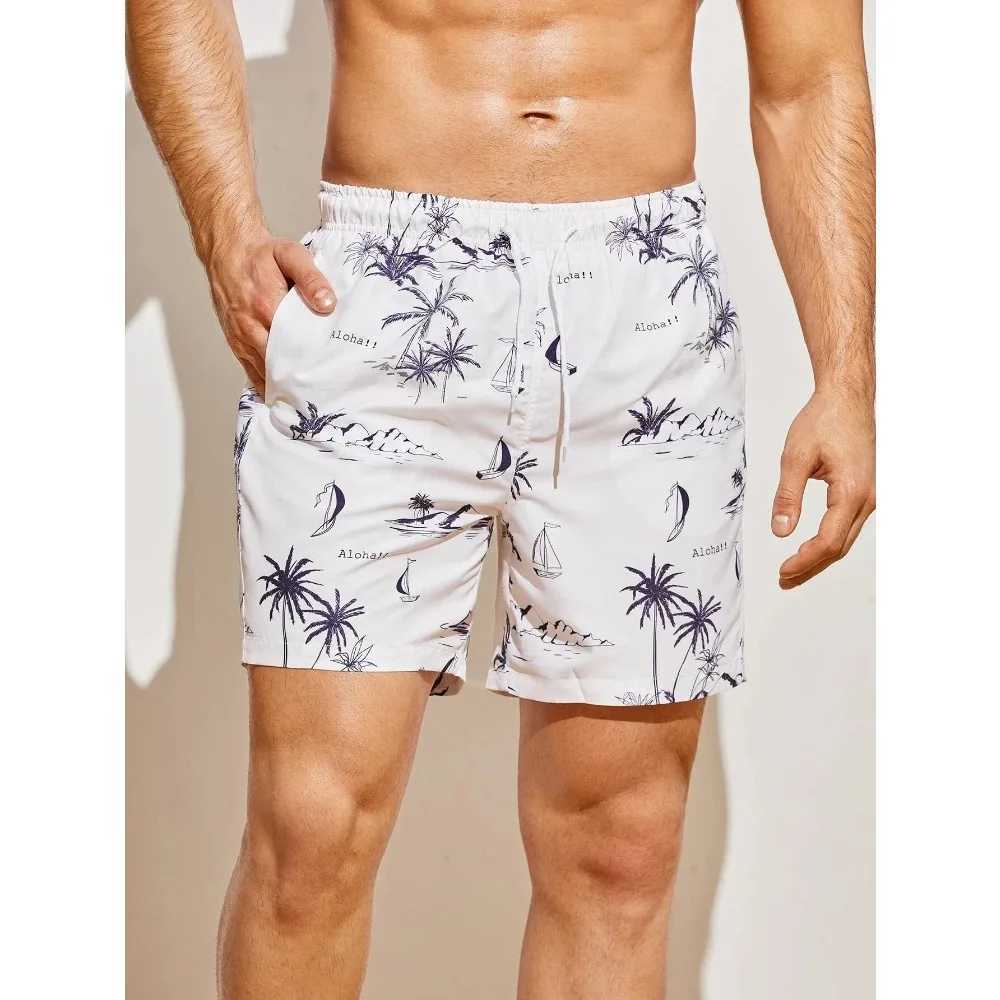 Mens 3d Coconut Tree Printed Swimsuit Swimming Shorts Summer Soft And Breathable Polyester Beach Shorts Surfing Shorts X250528