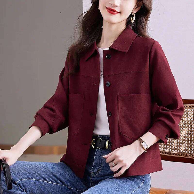 Women's Wear Casual Short Jacket Women's Spring Autumn New Style Turn-Down Collar Thin Model Popular Top Ladies' Outerwear Coat