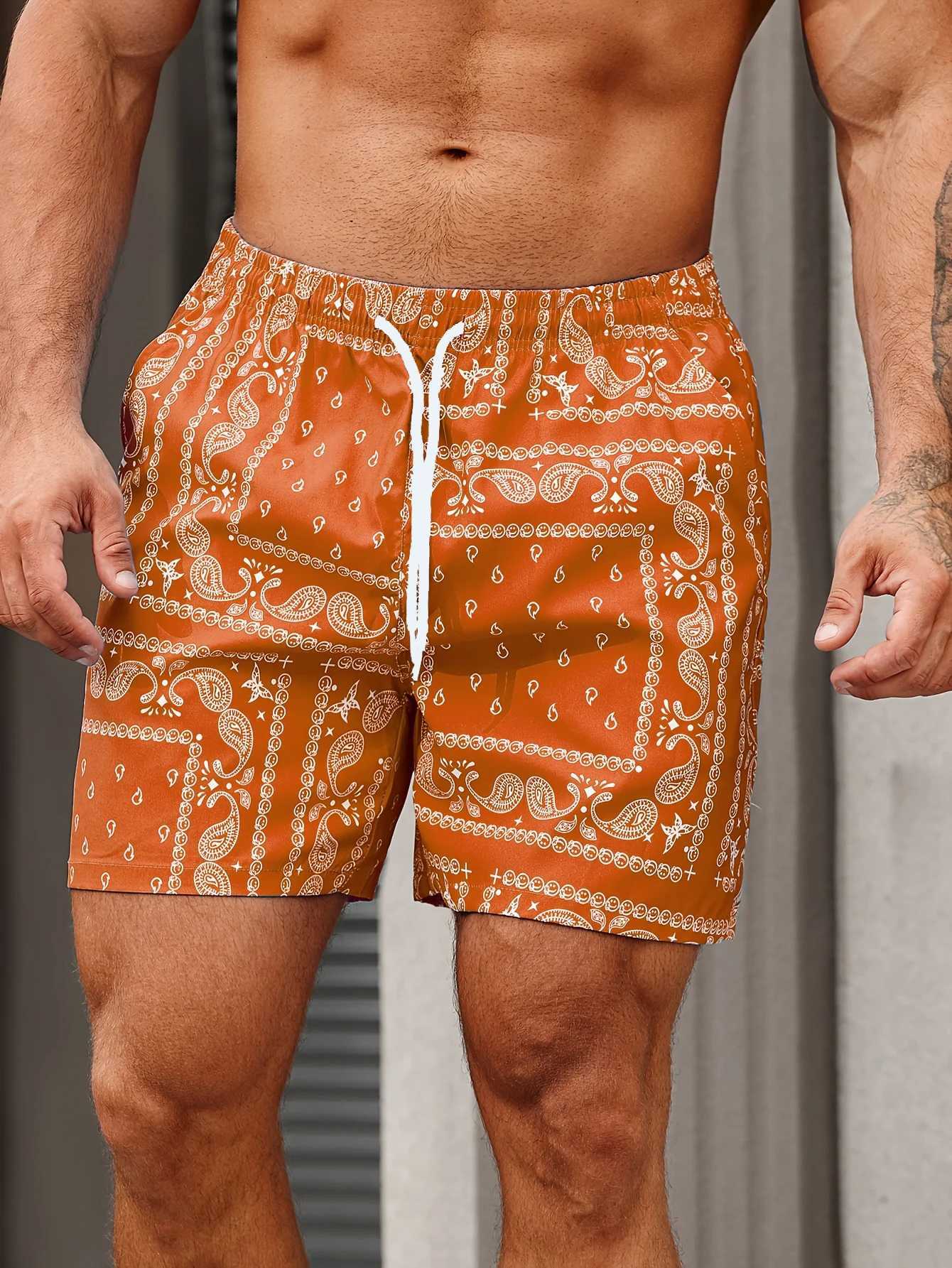 Paisley Mens Shorts Quick Drying Hawaiian Surf Shorts Casual Pattern Drawstring Outdoor Shorts Summer Vacation Beach Men Pants X250528