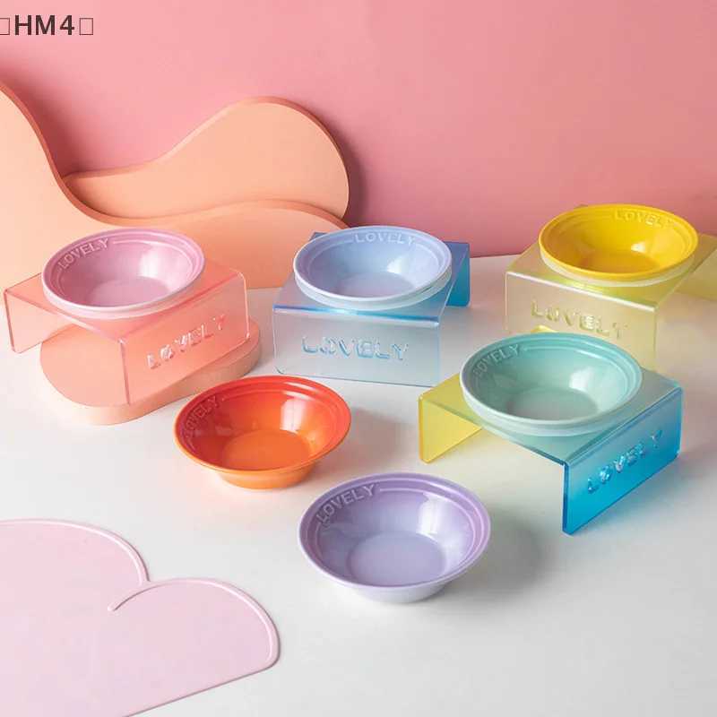 Cat Food Tray Nordic Style Ceramic Bowl Multiple Colors Pet Bowl Cat Water Bowl Cat Food Bowl Acrylic Stand Pet Supplies Y250528