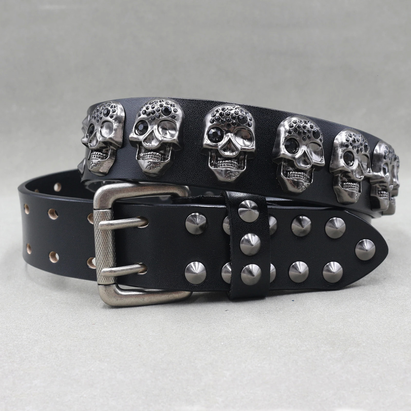 Heavy Metal Punk Belt Genuine Leather Hip Hop Belts For Men Cross Rivet Jeans belt male Strap Ceinture Homme belt 250520
