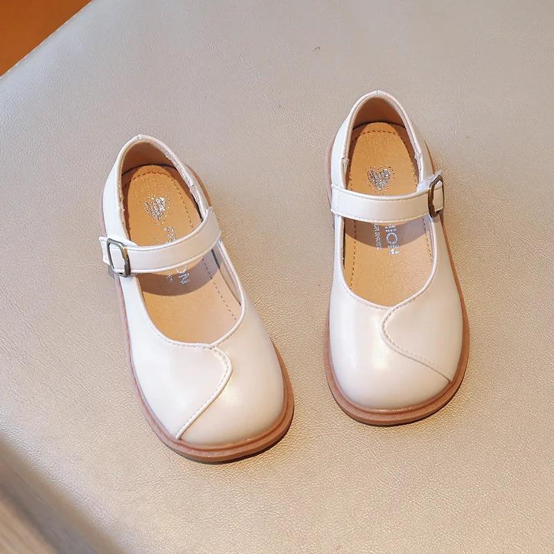 Princess Girls Spring Autumn Shoes Concise Style All-match Child Mary Janes 22-31 Black Beige Fashion School Kids Leather Shoes 250528