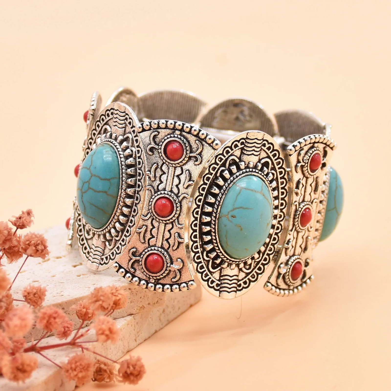 Bohemian Tribal Ethnic Bracelet Indian Vintage Turquoise Gypsy Boho Bangle Festival Travel Women Men Turkish African Jewelry 250517