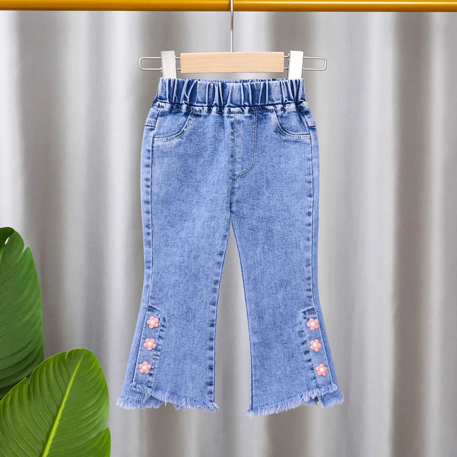 Fall Kids Clothes Baby Girls Denim Jeans Toddler Pants Elastic Waist Size 9 250528