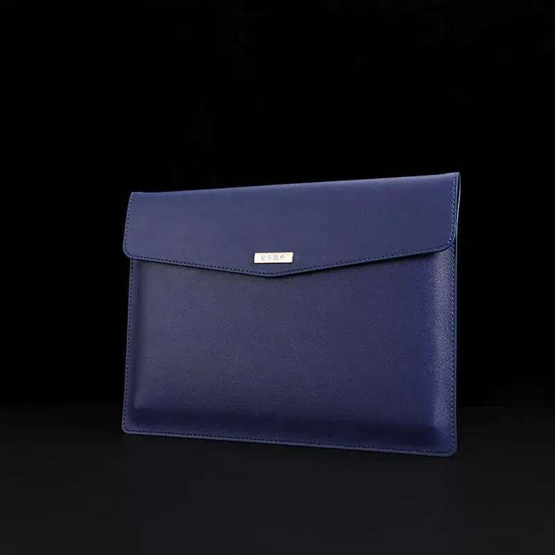 Leather File Folder Large Capacity Document Bag Business Briefcase Magnetic Button Waterproof Laptop Cases Office Organizer
