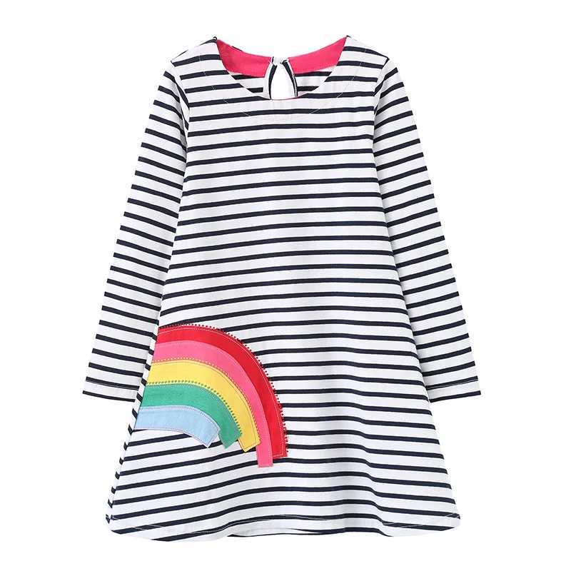 Jumping Meters 4-10T New Arrival Childrens Princess Girls Dresses Pockets Striped Autumn Spring Long Sleeve Frocks Baby Dress X250528