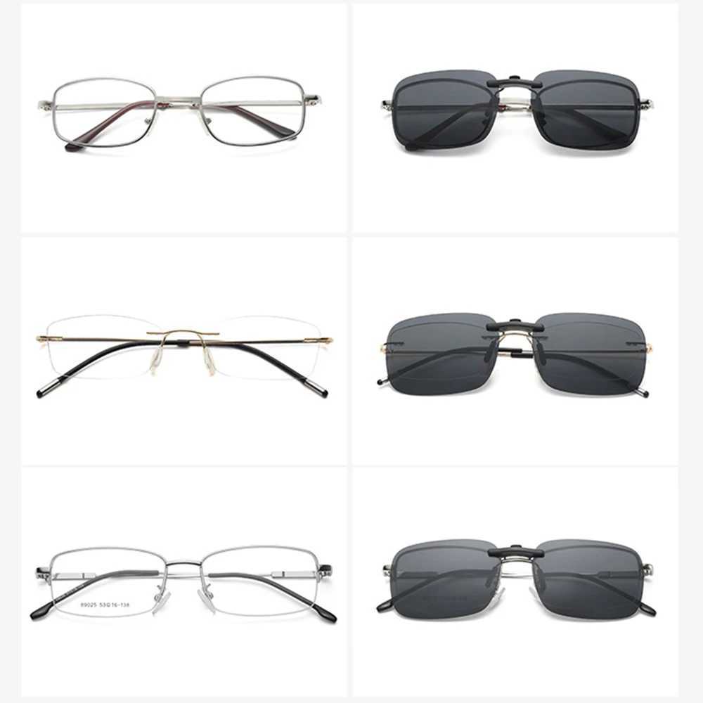 KLASSNUM Polarized Rimless Men Clip On Sunglasses Glasses Narrow Clip-on Lenses Women Anti-glare Sunglasses UV400 Goggles New In W250528