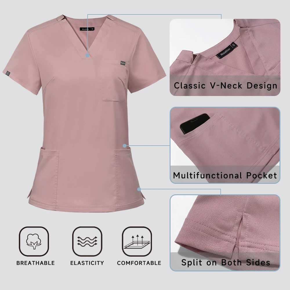 Multicolor Scrubs Uniform Short Slve Tops+Pants Nursing Uniform Women Pet Shop Doctor Scrub Medical Surgery Workwear Scrub Set X250528
