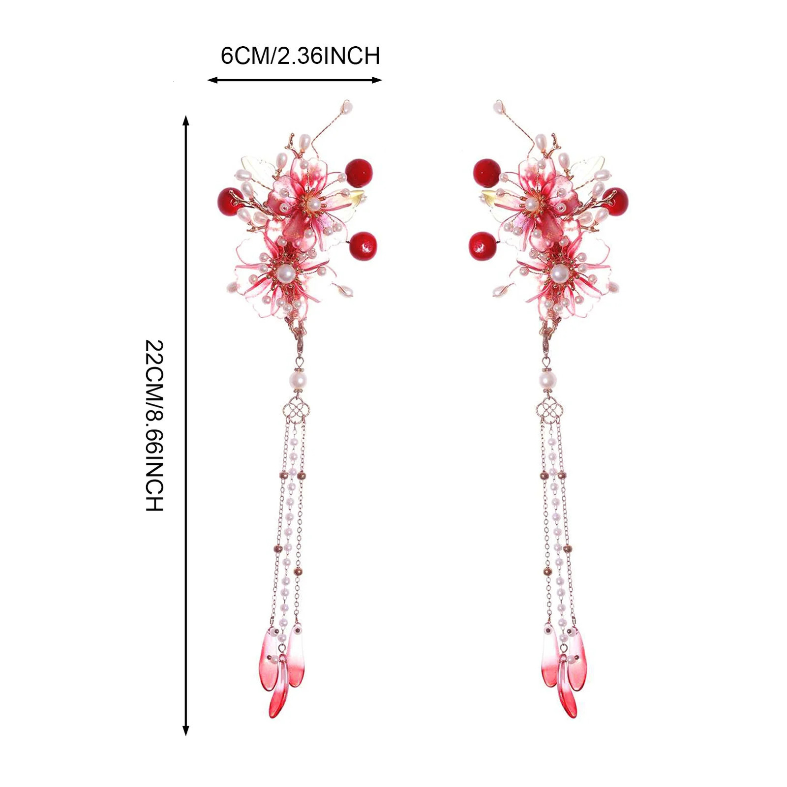 Chinese Style Hairpins with Pearls Decor Handmade Vintage Tassel Pair Hair Clip for Thick Curly Styling Decorative MIAO 250519