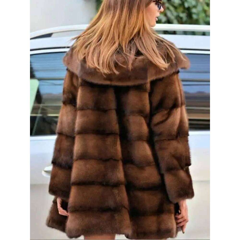 DEAT Fashion Women's Faux Coat Hooded Covered Button Loose Thick Warm Imitation Mink Fur Jacket Winter 2024 New Tide 7AB5406