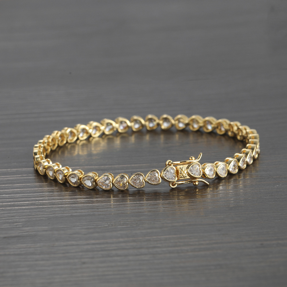 4mm 5mm New Colorful Love Sparkly Diamond Tennis Chain Bracelet Rainbow Cubic Zirconia Trendy Hip Hop Bracelets Heart Charm Wolf Tide Hand Jewelry Pul