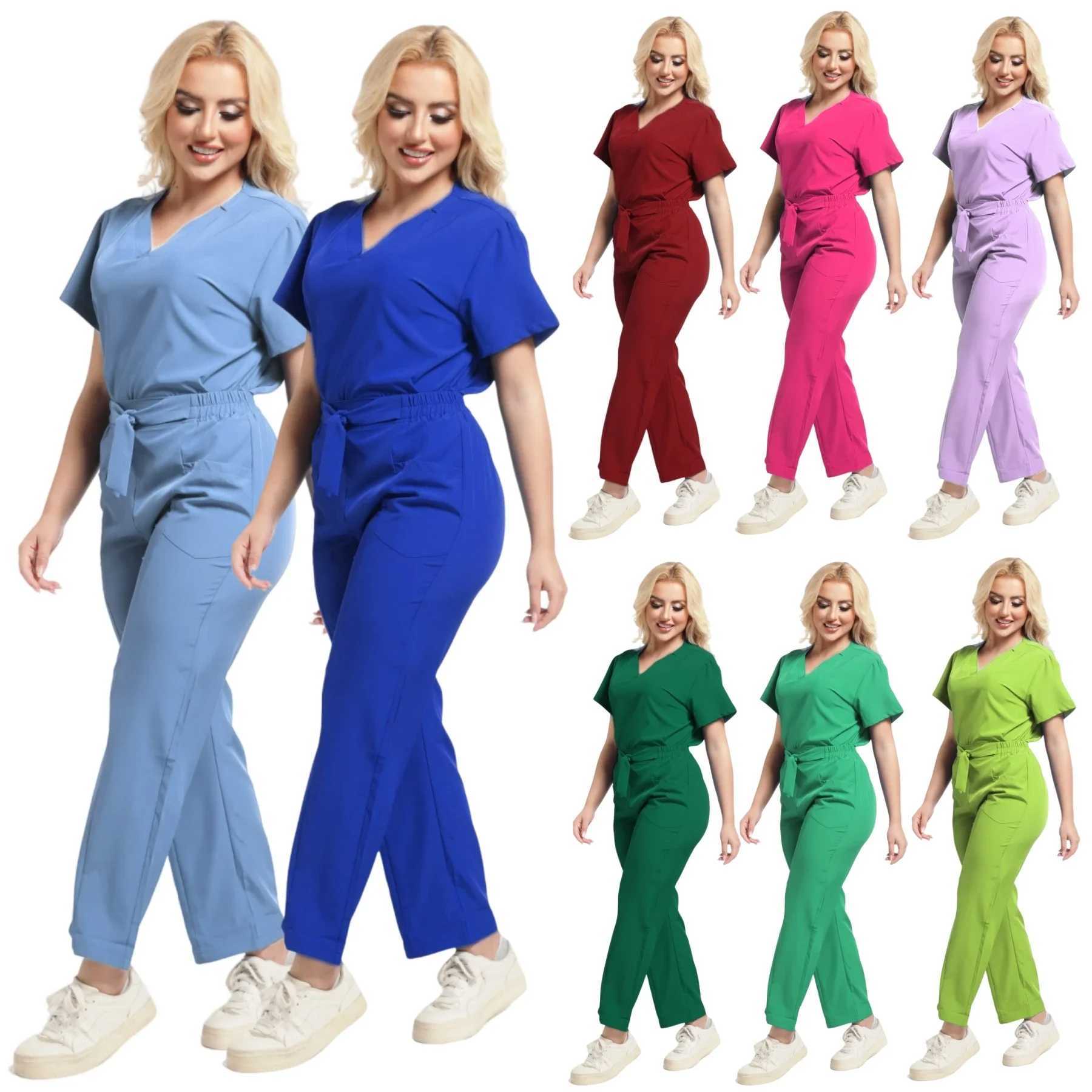 Plus Size New Style Working Scrubs Set Women Pet Nurse Uniforms Solid Color Beauty Sn Work Uniforms Medical Uniforms Workwear X250528