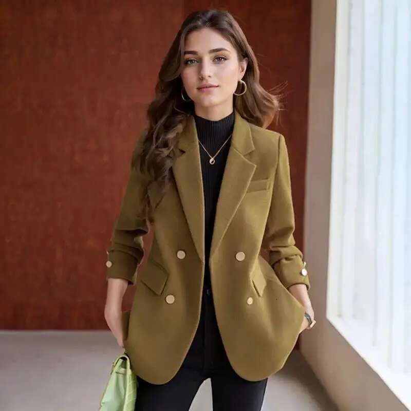 Brand Blazers Women Clothing Autumn Winter Button Office Ladies Coat Design Jacket Long Sleeve Outerwear Suits New