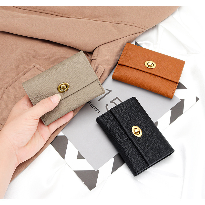 Free Shipping Designer Wallet Fashionable Full Leather Small Card Bag Women's Short Leather Business Card Bag Multifunctional Niche Fashion Chang