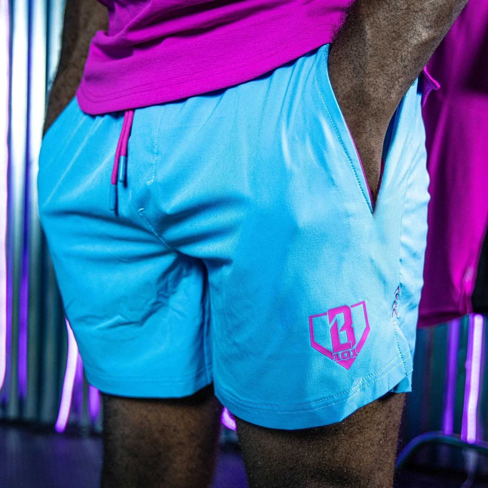 Summer New Mens Quick-drying Candy Blue Shorts American Fashion Trend Comfortable Casual Beach Shorts Sports Baseball Shorts X250528