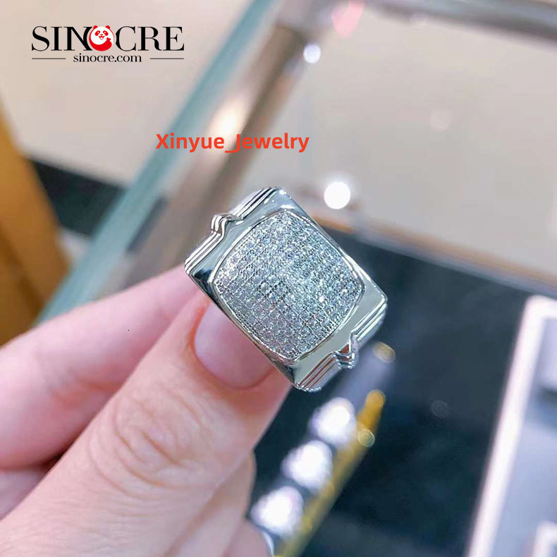 Bulk High Quality Diamond Vvs1 Moissanite Jewelry Sterling Silver 14k White Gold Plated Rings for Men Big