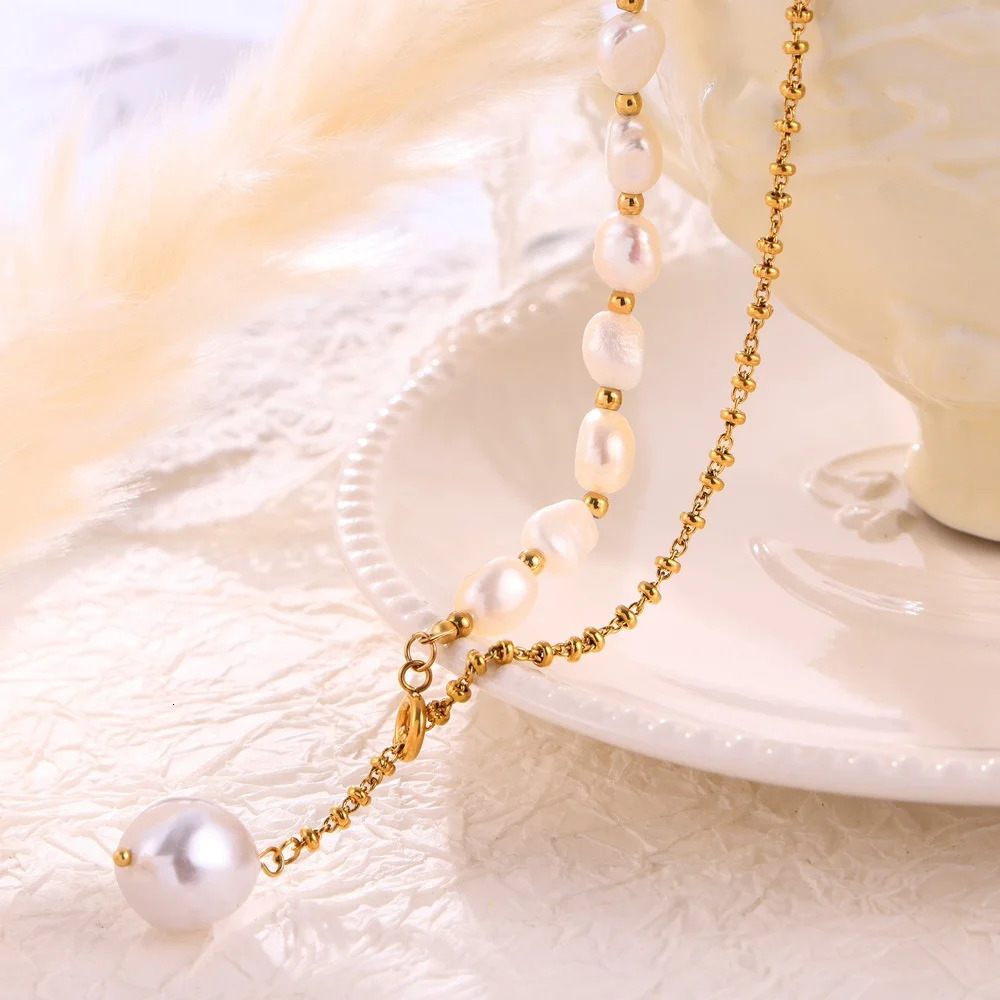 MARKA Ins Wind Pearl Necklace Womens Versatile Stainless Steel Non Fading Jewelry Accessories 250522