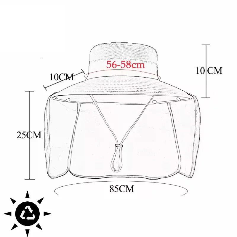Summer Fishing Hat Neck Sun Protection Waterproof Mens Outdoor Hiking Bucket Hat Oversized Eaves Fisherman Cap Panama for Man 250523