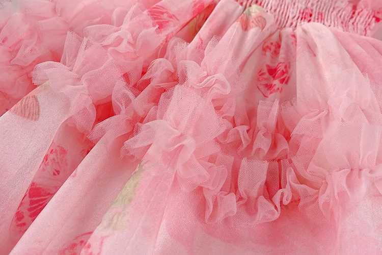Summer Girl Pink Dress with Wing Elegant Princess Tutu Dresses Stretch Bust Full Printing Butterfly Fluffy Birthday Ball Gown X250528