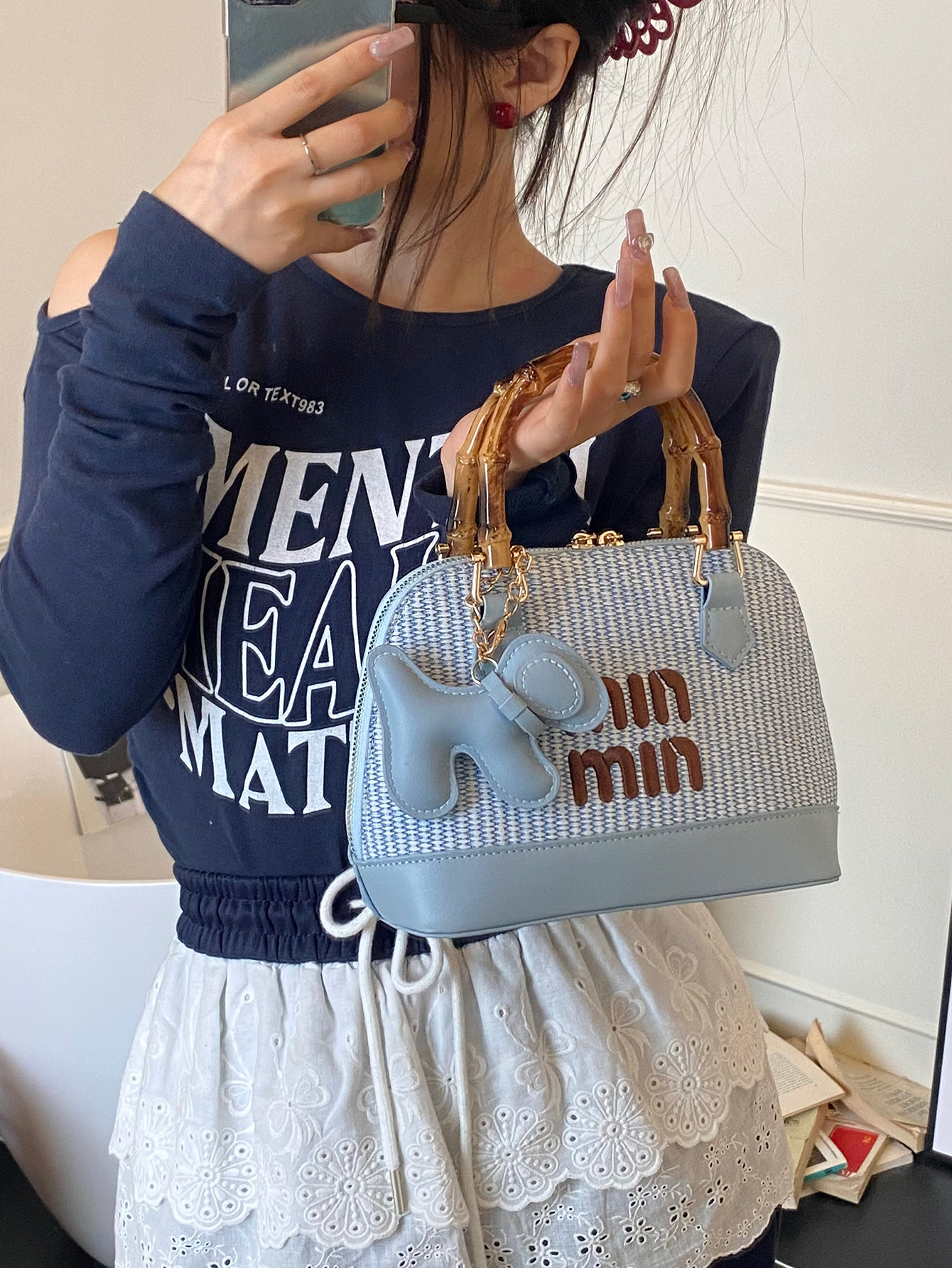 Free shipping designer bags, cross-border shell woven bags, 2025 bamboo joint straw woven hand bill of lading, shoulder cross-shoulder bags, women