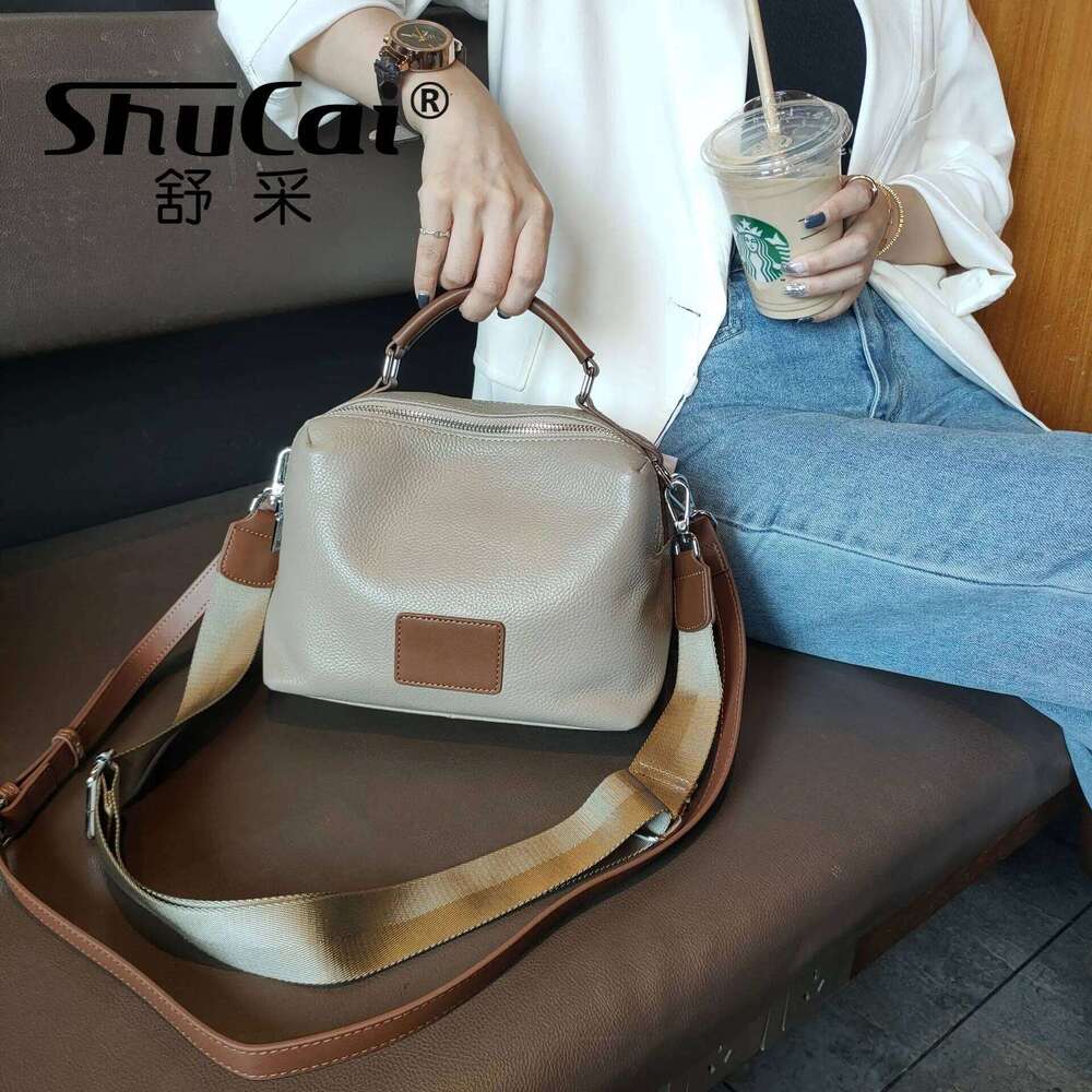 SHUCAI fashion new soft top layer cowhide casual simple commuter hand-held one-shoulder messenger bag