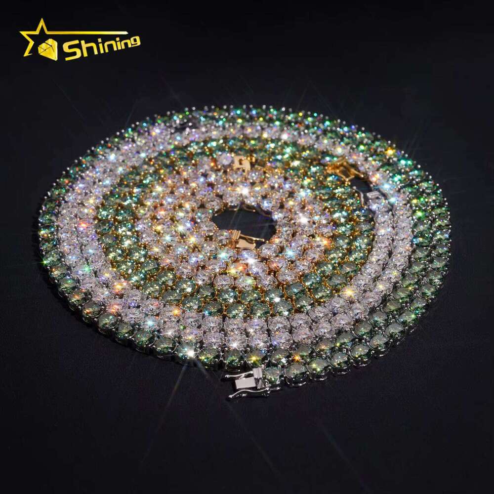 GRA Hip Hop Jewelry Sterling Sier Brilliant Cut VVS 6.5mm Dia Iced Out Moissanite Tennis Chain Fashion Necklaces