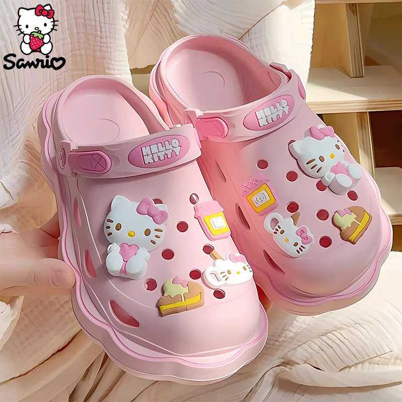 Sanrio Sanrio Slippers Hello Kitty Cinnamoroll Summer Shoes Beach Sandals Kuromi Flip Flops Outdoor Soft Sole Fashion Gift Girl Women w250528