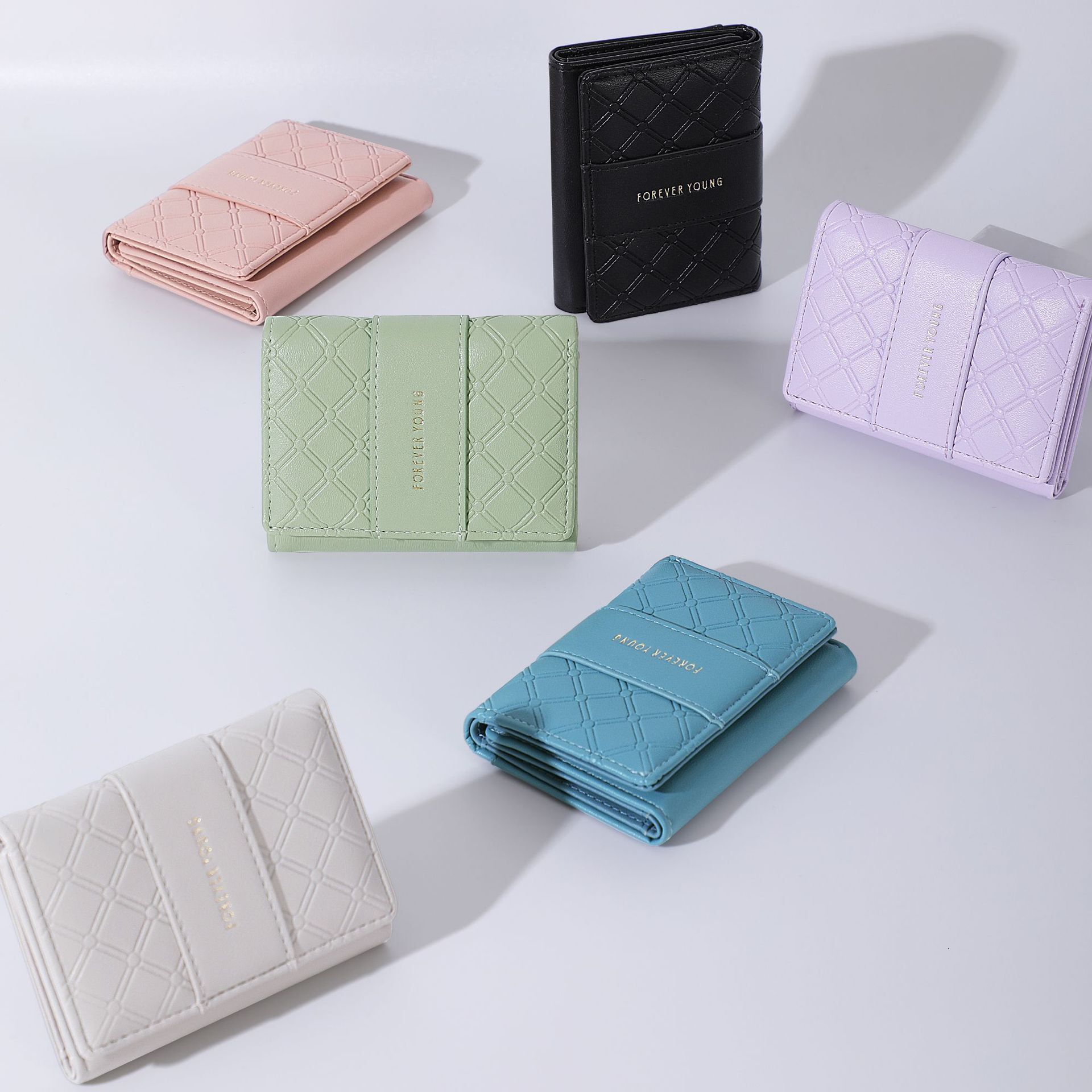 Free Delivery Designer Wallet Fashionable Women's High-end Short Card Bag PU Coin Bag Quilted Card Holder Folding ID Bag